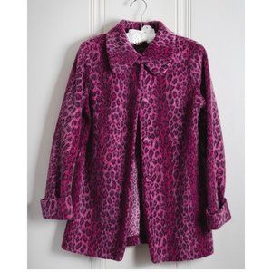 Vintage 90s leaopard print faux fur coat